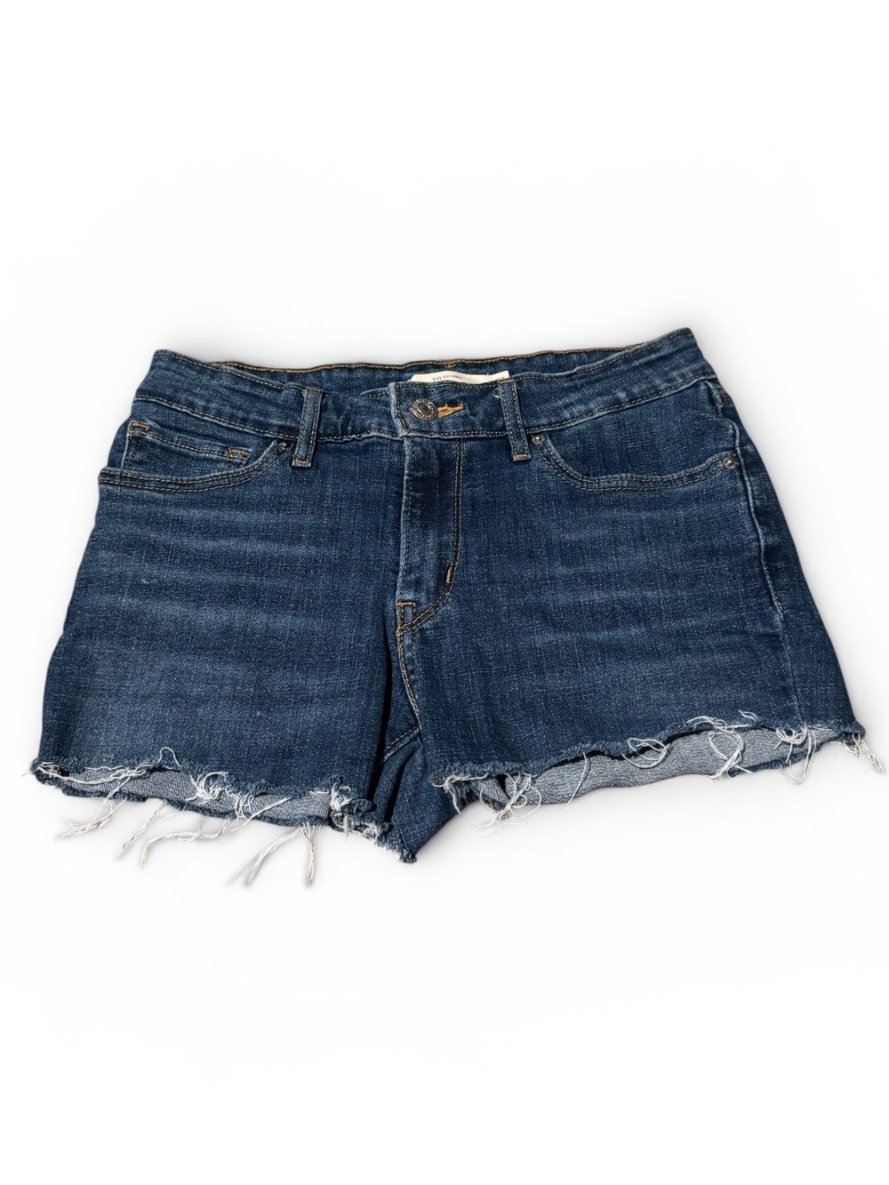 Levi’s Dark Blue Denim Frayed Hem Shorts